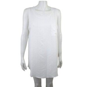 Jodifl White Gauzy Tunic Dress Sleeveless Raw Edge